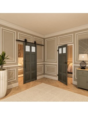 Ganzglastür - Country Schwarz gebeizt Model 66