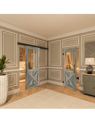 Pendeltür - Country Bunt geplankt Model 52-modernes Zuhause