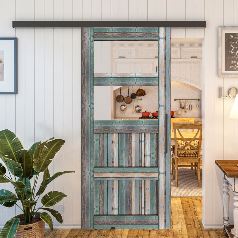 Glasschiebetür BLACK-LINE - Country Bunt geplankt Modell 33 Glasschiebetür BLACK-LINE - Country Bunt geplankt Modell 33