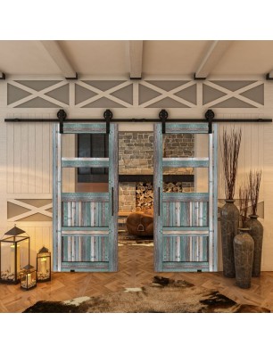 Glasschiebetür BARN-LINE - Country Bunt geplankt Model 33