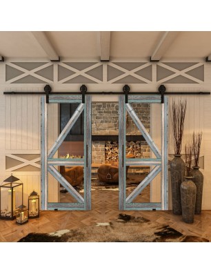 Glasschiebetür BARN-LINE - Country Bunt geplankt Model 43