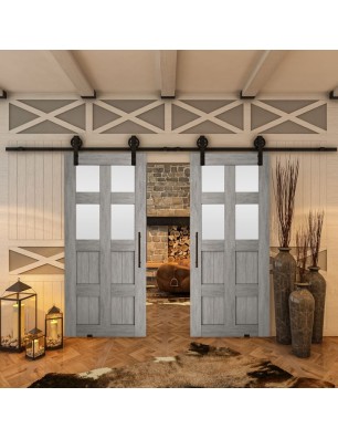 Glasschiebetür BARN-LINE - Country Graueiche Model 65