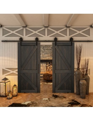 Glasschiebetür BARN-LINE - Country Schwarz gebeizt Model 40