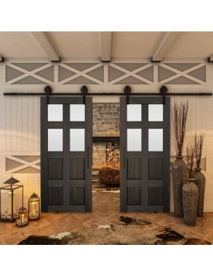 Glasschiebetür BARN-LINE - Country Schwarz gebeizt Model 65