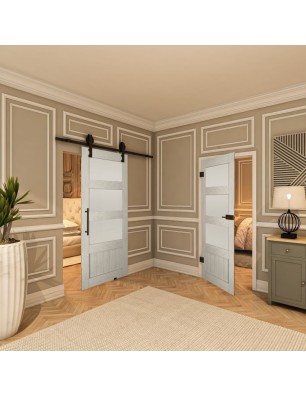 Glasschiebetür BARN-LINE - Country Weiss Rustikal Model 36