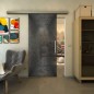 Glasschiebetür SLIM-LINE - Fineprint Modell 025 Schwarz auf Klarglas Glasschiebetür SLIM-LINE - Fineprint Modell 025 Schwarz auf Klarglas
