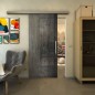 Glasschiebetür SLIM-LINE - Fineprint Modell 050 Schwarz auf Klarglas Glasschiebetür SLIM-LINE - Fineprint Modell 050 Schwarz auf Klarglas