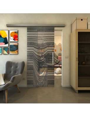 Glasschiebetür SLIM-LINE - Fineprint Model 073 Schwarz auf Klarglas