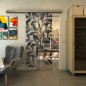 Glasschiebetür SLIM-LINE - Fineprint Modell 099 Schwarz auf Klarglas Glasschiebetür SLIM-LINE - Fineprint Modell 099 Schwarz auf Klarglas