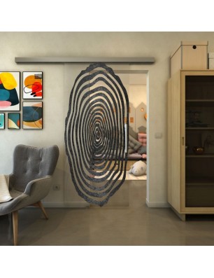 Glasschiebetür SLIM-LINE - Fineprint Model 109 Schwarz auf Klarglas
