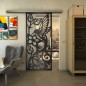 Glasschiebetür SLIM-LINE - Fineprint Modell 112 Schwarz auf Klarglas Glasschiebetür SLIM-LINE - Fineprint Modell 112 Schwarz auf Klarglas