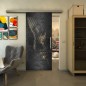Glasschiebetür SLIM-LINE - Fineprint Modell 120 Schwarz auf Klarglas Glasschiebetür SLIM-LINE - Fineprint Modell 120 Schwarz auf Klarglas