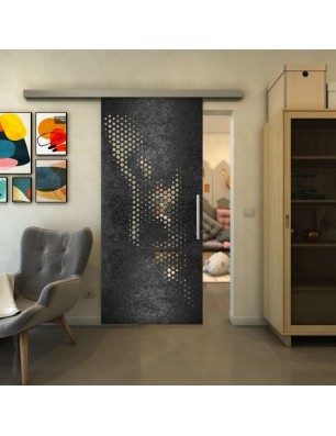 Glasschiebetür SLIM-LINE - Fineprint Model 120 Schwarz auf Klarglas