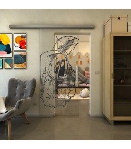 Glasschiebetür SLIM-LINE - Fineprint Model 126 Schwarz auf Klarglas