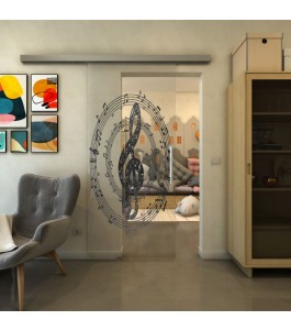 Glasschiebetür SLIM-LINE - Fineprint Model 134 Schwarz auf Klarglas