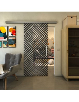 Glasschiebetür SLIM-LINE - Fineprint Model 140 Schwarz auf Klarglas
