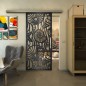 Glasschiebetür SLIM-LINE - Fineprint Modell 165 Schwarz auf Klarglas Glasschiebetür SLIM-LINE - Fineprint Modell 165 Schwarz auf Klarglas