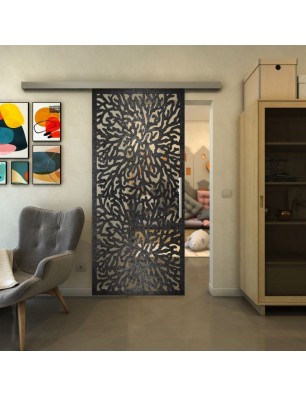 Glasschiebetür SLIM-LINE - Fineprint Model 168 Schwarz auf Klarglas
