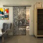 Glasschiebetür SLIM-LINE - Fineprint Modell 201 Schwarz auf Klarglas Glasschiebetür SLIM-LINE - Fineprint Modell 201 Schwarz auf Klarglas