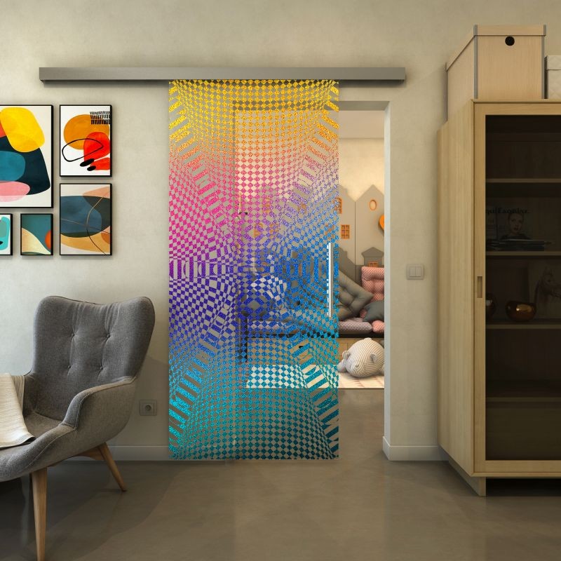Glasschiebetür SLIM-LINE - Fineprint Modell 011 Verlauf auf Klarglas Glasschiebetür SLIM-LINE - Fineprint Modell 011 Verlauf auf Klarglas