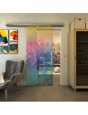 Glasschiebetür SLIM-LINE - Fineprint Model 020 Verlauf auf Klarglas