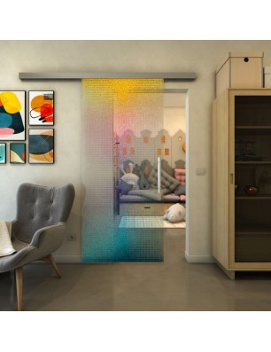 Glasschiebetür SLIM-LINE - Fineprint Model 024 Verlauf auf Klarglas
