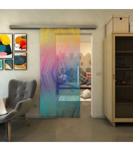 Glasschiebetür SLIM-LINE - Fineprint Model 034 Verlauf auf Klarglas