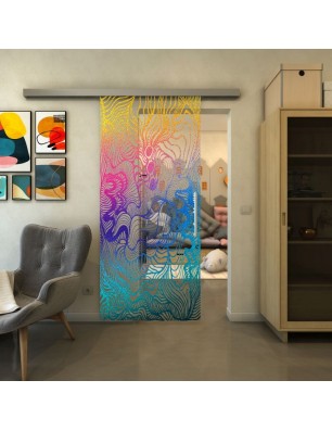 Glasschiebetür SLIM-LINE - Fineprint Model 056 Verlauf auf Klarglas