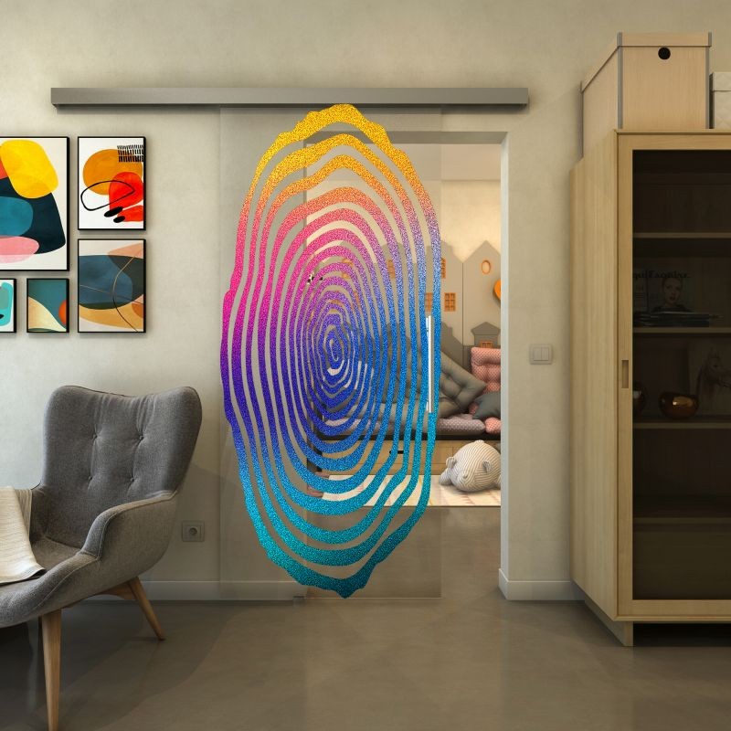 Glasschiebetür SLIM-LINE - Fineprint Modell 109 Verlauf auf Klarglas Glasschiebetür SLIM-LINE - Fineprint Modell 109 Verlauf auf Klarglas