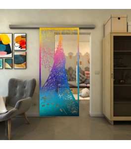 Glasschiebetür SLIM-LINE - Fineprint Model 132 Verlauf auf Klarglas