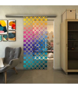 Glasschiebetür SLIM-LINE - Fineprint Model 142 Verlauf auf Klarglas