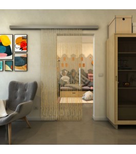 Glasschiebetür SLIM-LINE - Fineprint Model 035 Gold auf Klarglas