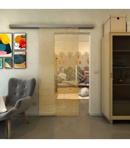 Glasschiebetür SLIM-LINE - Fineprint Model 046 Gold auf Klarglas