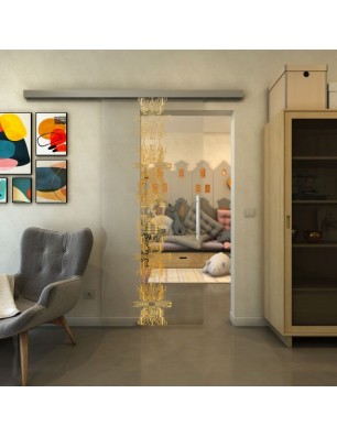 Glasschiebetür SLIM-LINE - Fineprint Model 081 Gold auf Klarglas