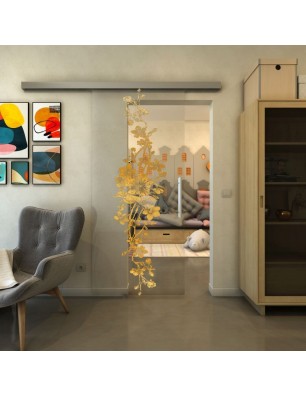 Glasschiebetür SLIM-LINE - Fineprint Model 085 Gold auf Klarglas