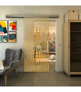Glasschiebetür SLIM-LINE - Fineprint Model 101 Gold auf Klarglas
