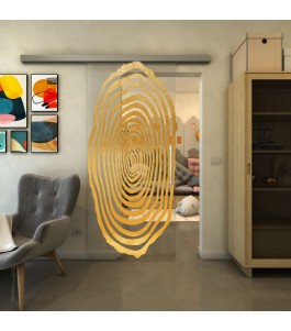 Glasschiebetür SLIM-LINE - Fineprint Model 109 Gold auf Klarglas