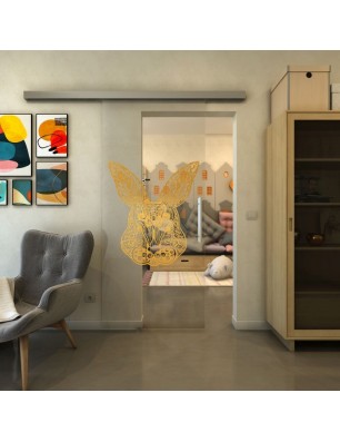 Glasschiebetür SLIM-LINE - Fineprint Model 121 Gold auf Klarglas