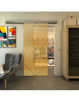 Glasschiebetür SLIM-LINE - Fineprint Model 140 Gold auf Klarglas