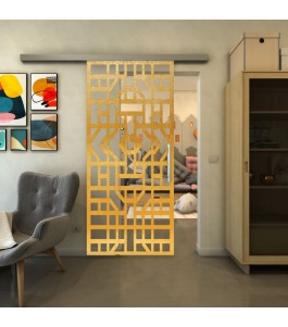 Glasschiebetür SLIM-LINE - Fineprint Model 152 Gold auf Klarglas