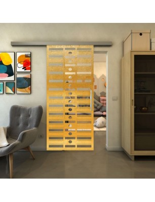 Glasschiebetür SLIM-LINE - Fineprint Model 174 Gold auf Klarglas