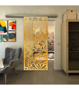 Glasschiebetür SLIM-LINE - Fineprint Model 177 Gold auf Klarglas