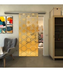 Glasschiebetür SLIM-LINE - Fineprint Model 187 Gold auf Klarglas