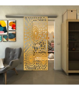 Glasschiebetür SLIM-LINE - Fineprint Model 188 Gold auf Klarglas