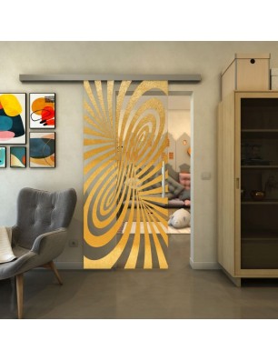 Glasschiebetür SLIM-LINE - Fineprint Model 189 Gold auf Klarglas
