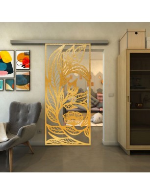 Glasschiebetür SLIM-LINE - Fineprint Model 196 Gold auf Klarglas