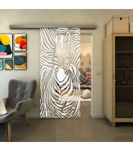 Glasschiebetür SLIM-LINE - Fineprint Model 023 Weiss auf Klarglas