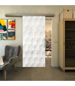 Glasschiebetür SLIM-LINE - Fineprint Model 029 Weiss auf Klarglas