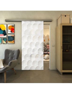 Glasschiebetür SLIM-LINE - Fineprint Model 029 Weiss auf Klarglas