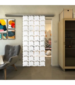 Glasschiebetür SLIM-LINE - Fineprint Model 033 Weiss auf Klarglas